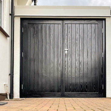Wessex Frensham, GRP Side Hinged Garage Door in Black Woodgrain