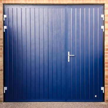 Ryterna Vertical Ribbed 1/3 Split Side Hinged Doors Finished in Blue