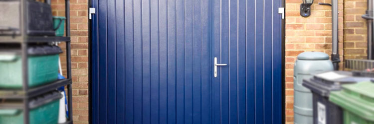 Ryterna Vertical Ribbed 1/3 Split Side Hinged Doors Finished in Blue