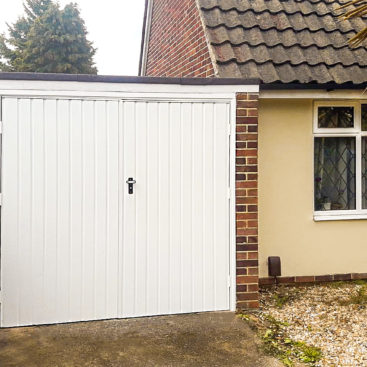 Fort Doors Vertical Small Rib Steel Side Hinged Garage Door in White