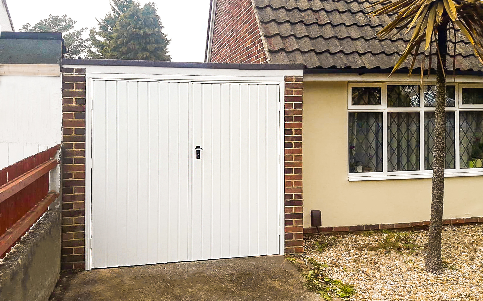 Fort Doors Vertical Small Rib Steel Side Hinged Garage Door in White