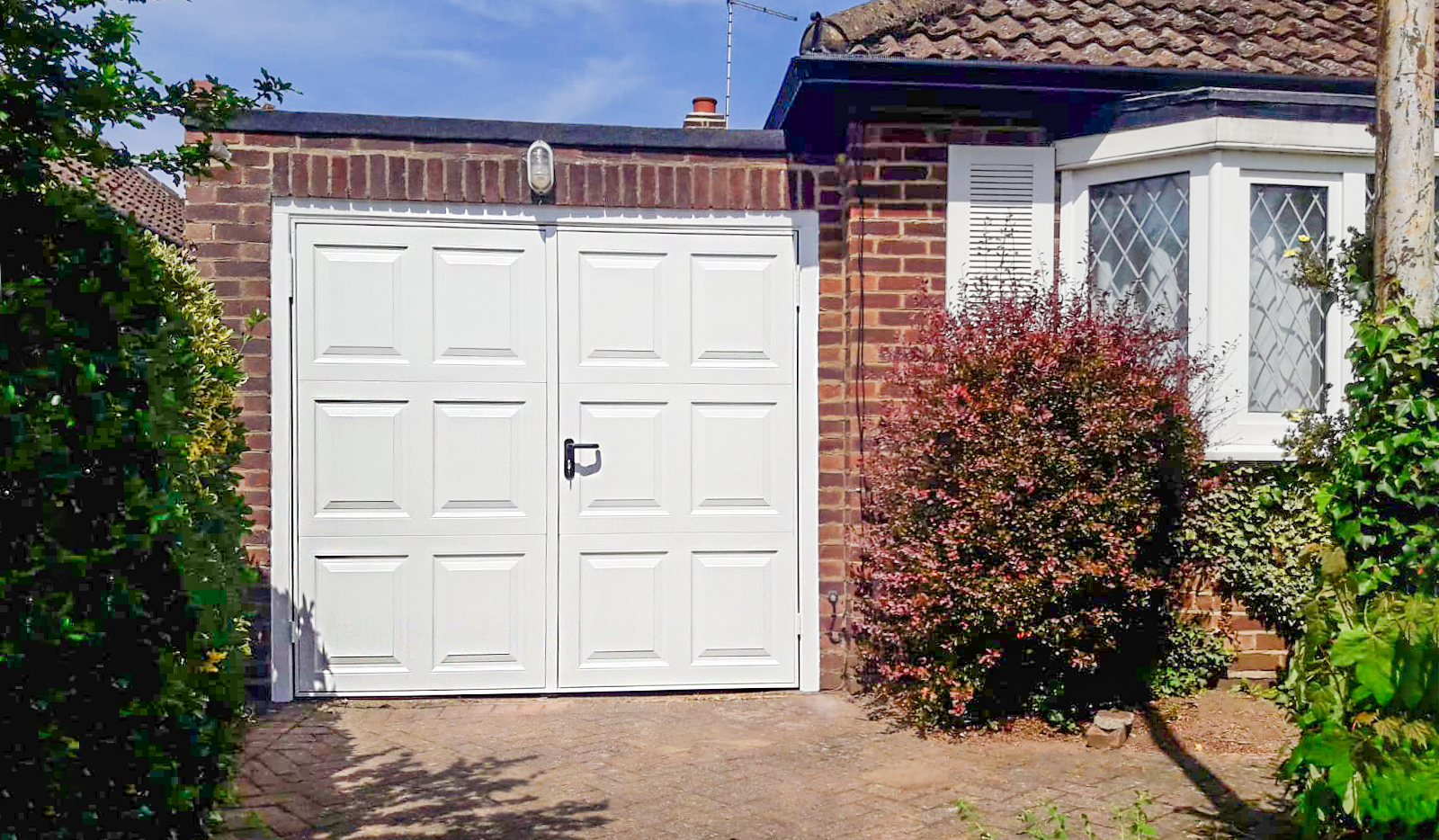 Garador Georgian Steel Side Hinged Garage Doors in White