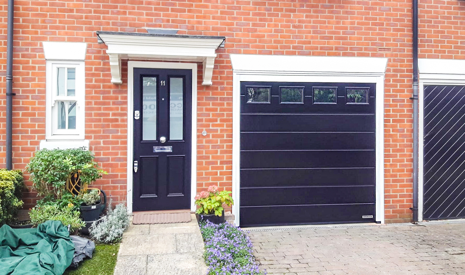 Hormann LPU42 M-Ribbed Insulated Sectional Garage Door Finished in Jet Black