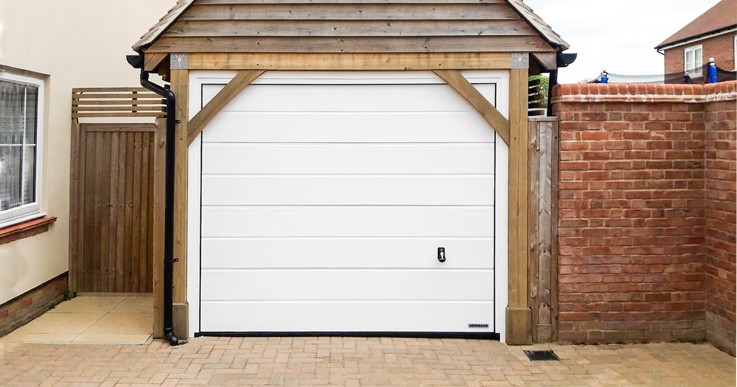 Hormann LTE42 M-Ribbed Sectional Garage Door in Traffic White