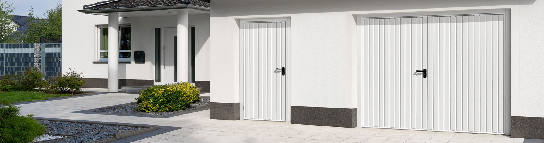 Side hinged garage doors