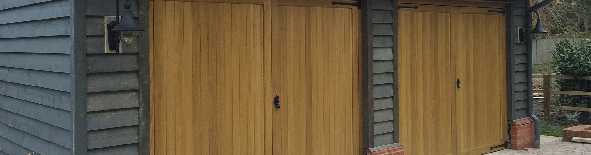 Timber side hinged garage doors